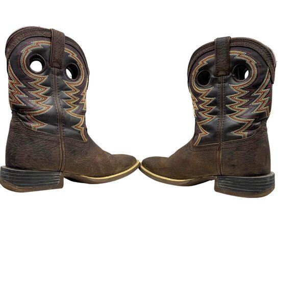 Durango Lil' Rebel Pro Brown Leather Square toe 8" Western Cowboy Boot Kids 2M - Picture 6 of 12